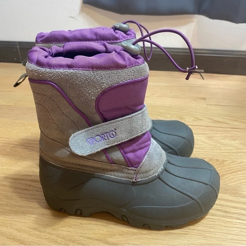 Sporto Winter Snow Boots Sz 13 Purple Gray Insulated Kids Girls Youth